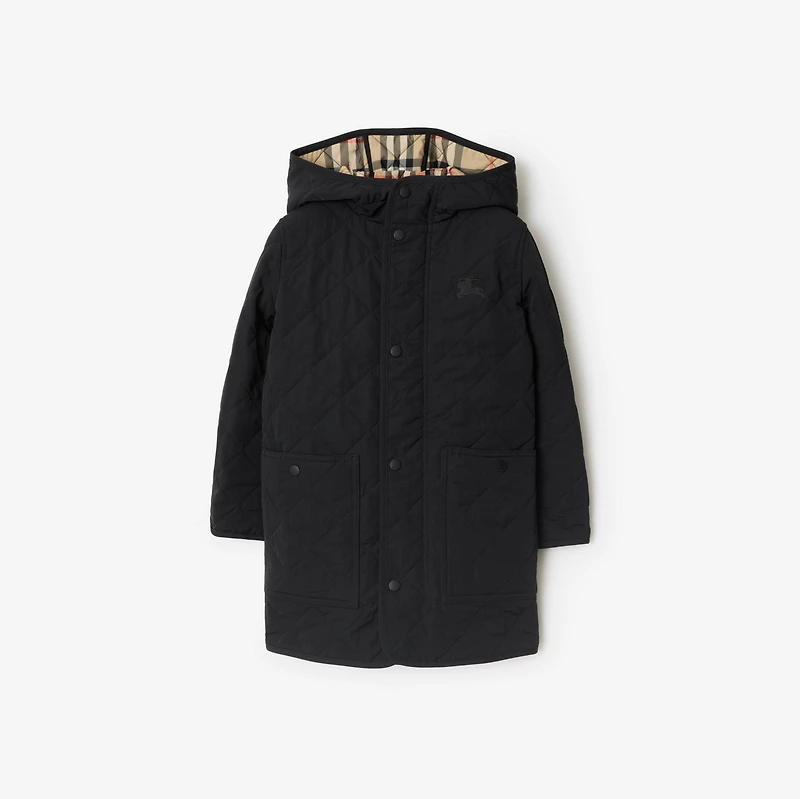 Quilted Nylon Hooded Coat in Black | Burberry® Official