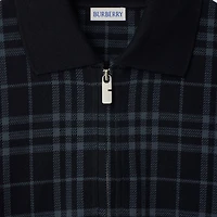 Check Stretch Cotton Blend Polo Shirt in Ink - Men | Burberry® Official