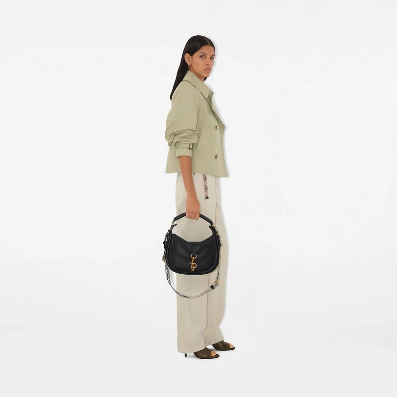 Small B Clip Messenger Bag in Black - Women, Leather | Burberry® Official