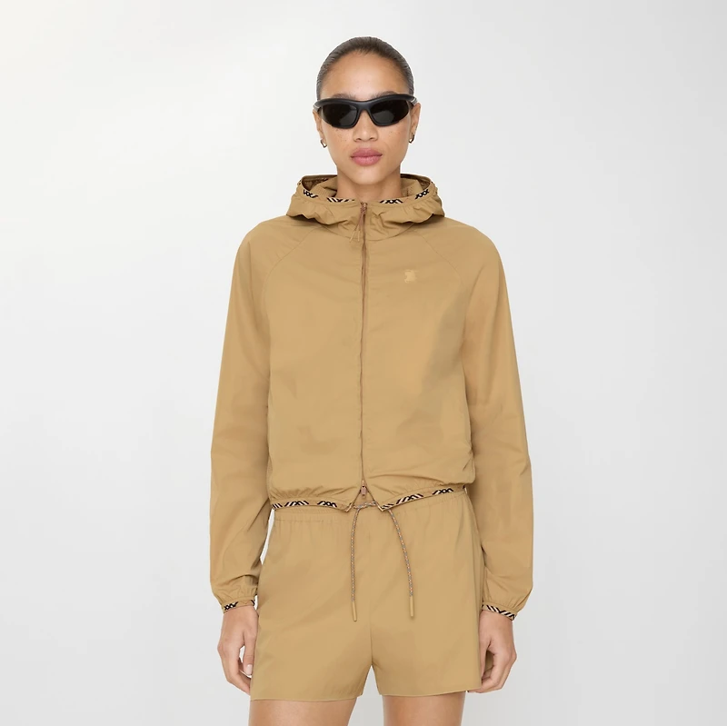 Stretch Nylon Hooded Jacket in Beige - Women | Burberry® Official