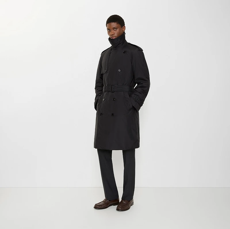 Long Cotton Nylon Padded Trench Coat in Black - Men | Burberry® Official