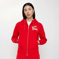 Cotton Zip Hoodie in Crayon red - Women | Burberry® Official