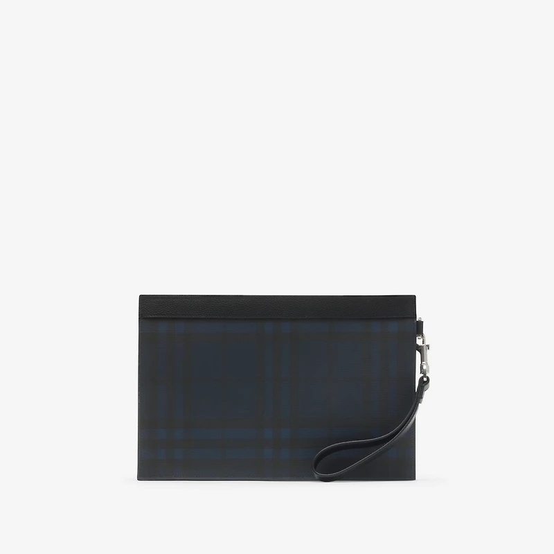 Check Zip Pouch in Navy - Men | Burberry® Official