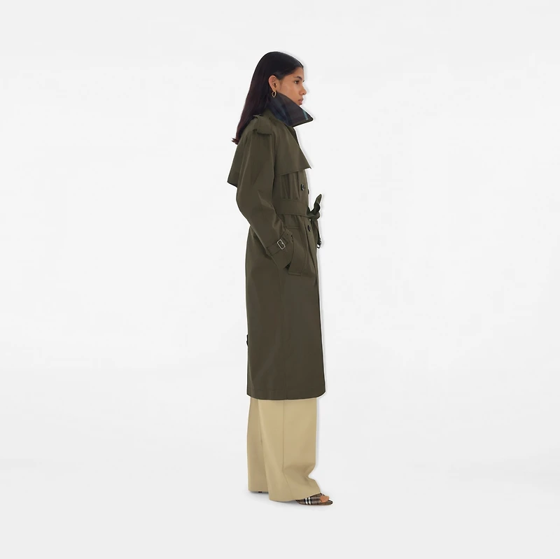 Long Gabardine Castleford Trench Coat in Otter - Women, Cotton Gabardine | Burberry® Official