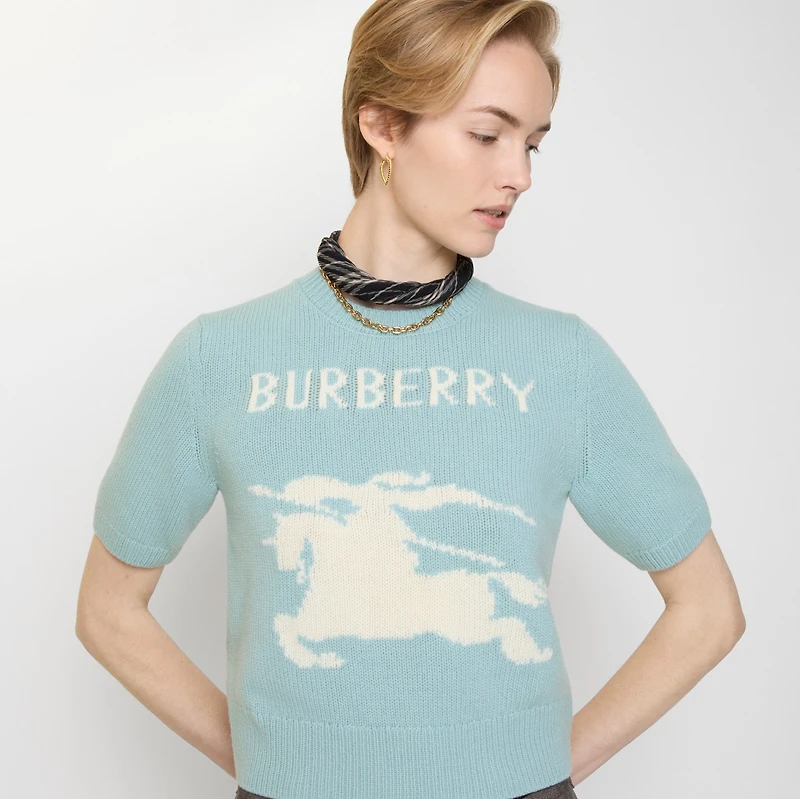 EKD Wool Cashmere Top in Eggshell blue - Women | Burberry® Official