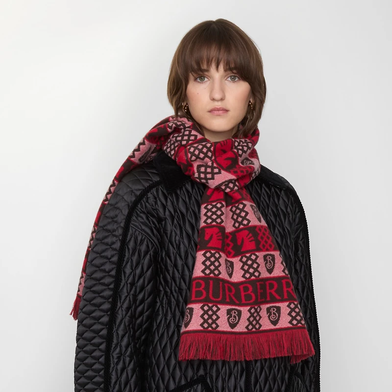 Chess Fair Isle Wool Scarf in Post red | Burberry® Official