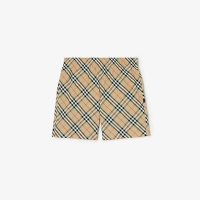 Check Swim Shorts in Sand beige - Men, Nylon | Burberry® Official