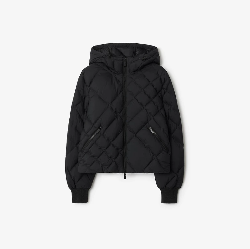 Check-stitch Nylon Delley Puffer Jacket in Black - Women | Burberry® Official