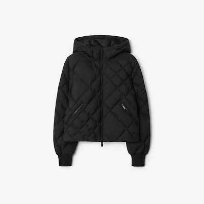 Check-stitch Nylon Delley Puffer Jacket in Black - Women | Burberry® Official