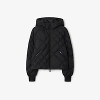 Check-stitch Nylon Delley Puffer Jacket in Black - Women | Burberry® Official