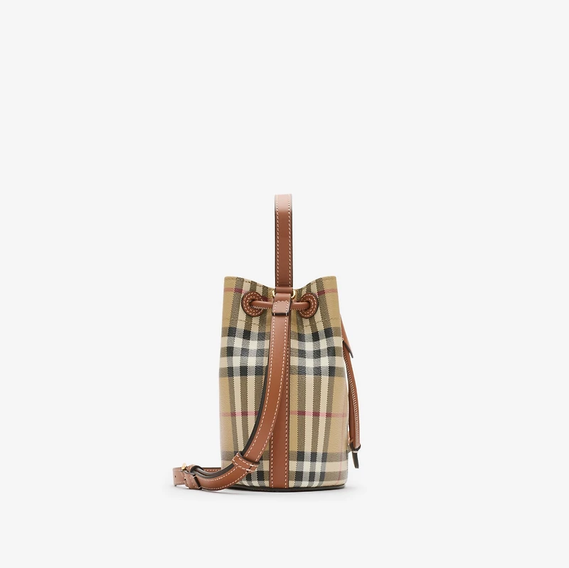 Mini Check Bucket Bag in Archive beige/briar brown - Women | Burberry® Official