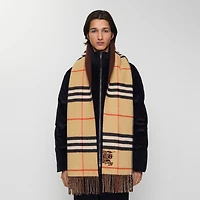 Wide Reversible Check Cashmere Scarf in Sand | Burberry® Official