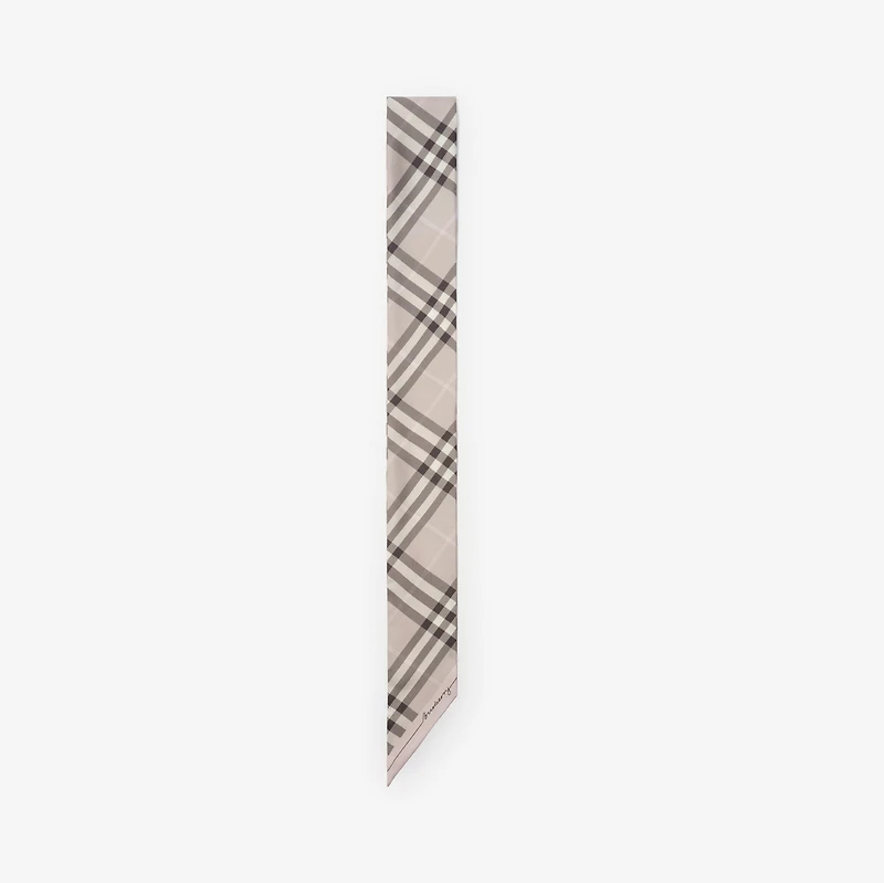 Skinny Contrast Check Silk Scarf in Bow pink/mitten grey | Burberry® Official