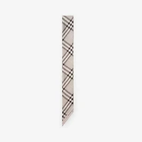 Skinny Contrast Check Silk Scarf in Bow pink/mitten grey | Burberry® Official