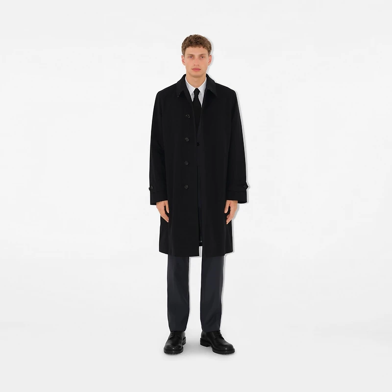 Long Gabardine Car Coat in Black - Men, Cotton | Burberry® Official
