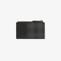 Check Zip Card Case in Charcoal - Men | Burberry® Official