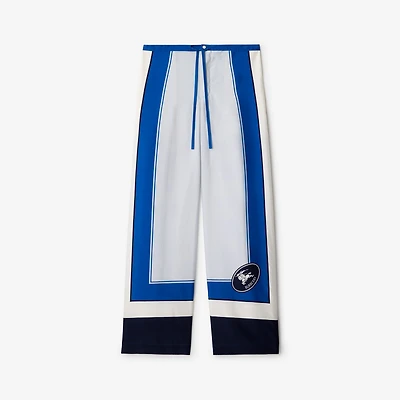 Knight Stamp Box Silk Poplin Trousers in Ink - Women | Burberry® Official