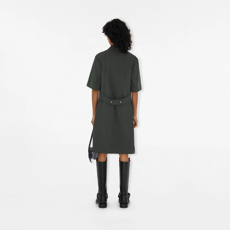 Cotton Blend Shirt Dress in Onyx - Women | Burberry® Official