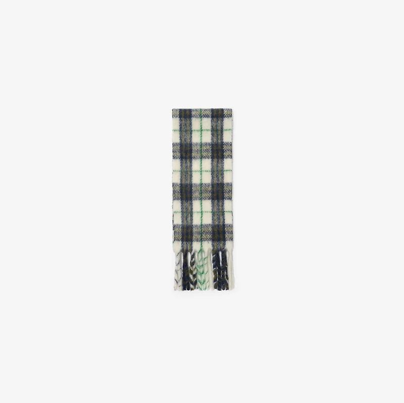 Narrow Check Alpaca Wool Blend Scarf in Peacock blue | Burberry® Official