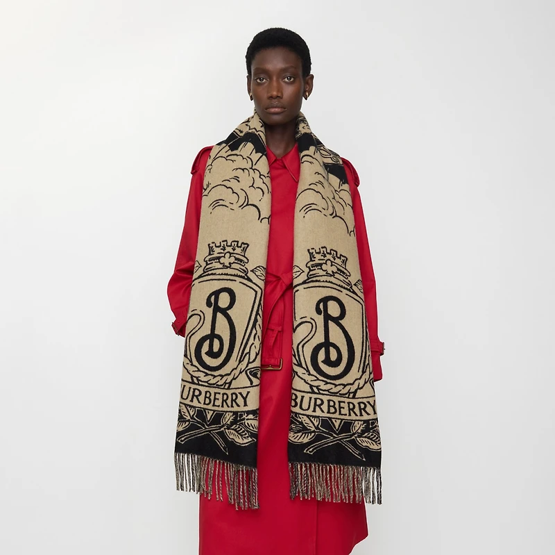 Wide Reversible Stormy Knight Scarf in Sand | Burberry® Official