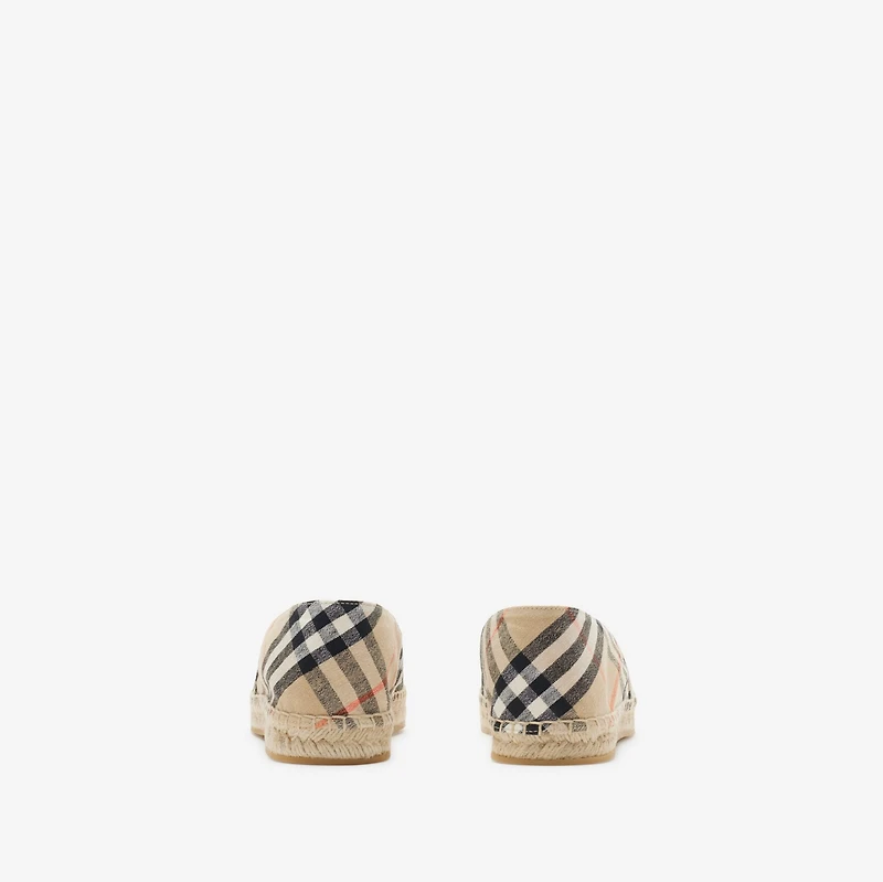 Check Mews Espadrilles​ in Sand - Women, Linen | Burberry® Official