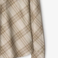 Slim Fit Check Cotton Shirt in Stone grey - Women | Burberry® Official