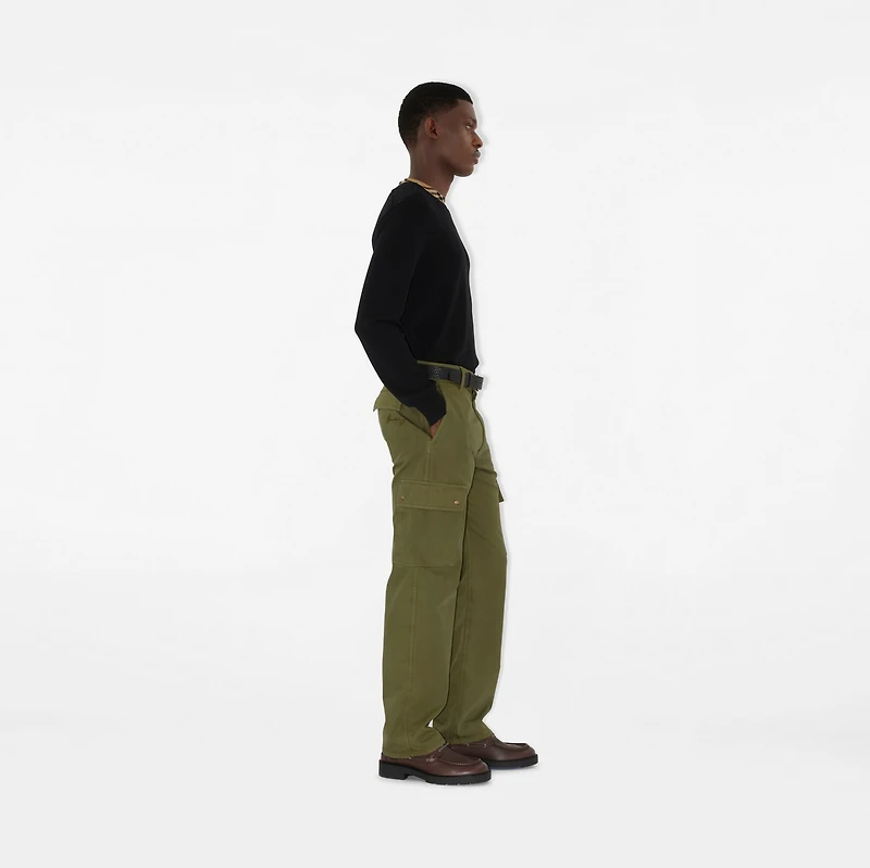 Gabardine Cargo Trousers in Wreath green - Men | Burberry® Official