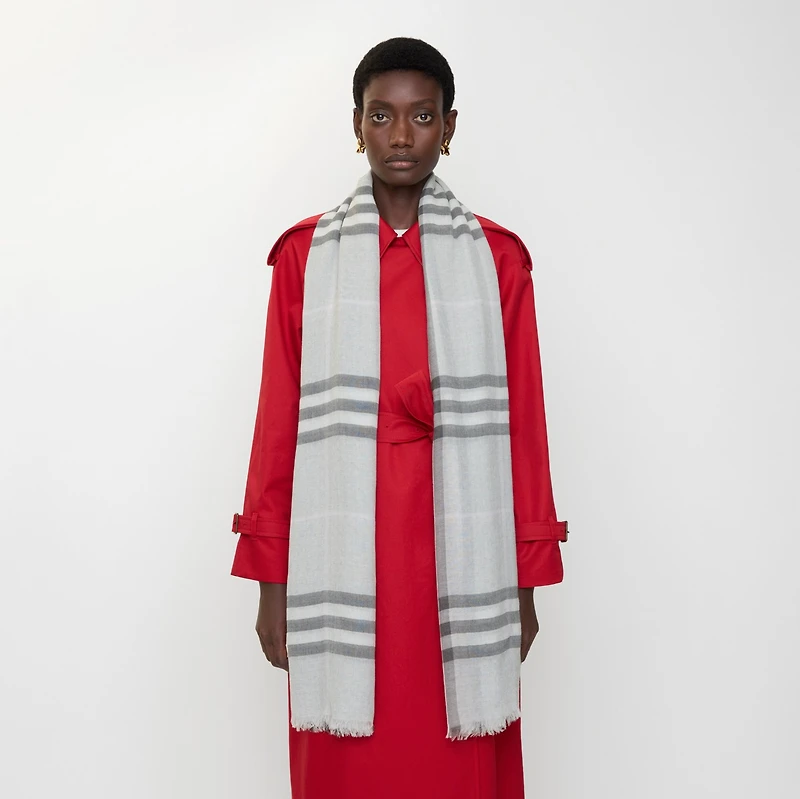 Wide Check Wool Scarf in Mitten | Burberry® Official