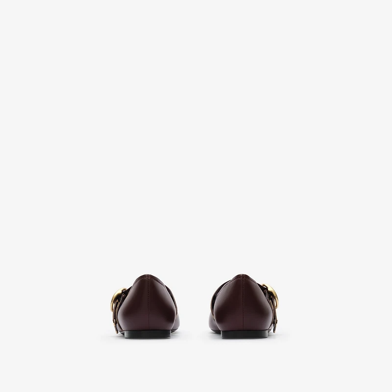 Check Strap Leather Robin Ballerinas in Vineyard red - Women | Burberry® Official