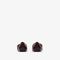 Check Strap Leather Robin Ballerinas in Vineyard red - Women | Burberry® Official