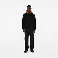 Check Hood Cotton Hoodie in Black - Men | Burberry® Official