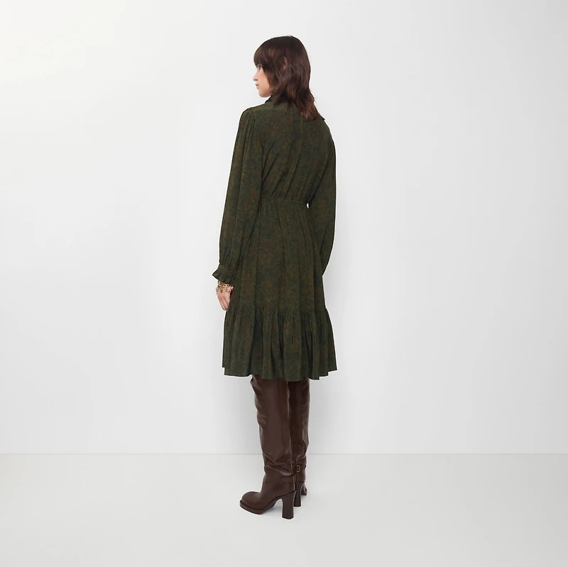 Foliage Silk Dress in Moat green - Women | Burberry® Official