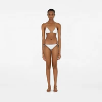 Check Trim Bikini in White - Women, Nylon | Burberry® Official