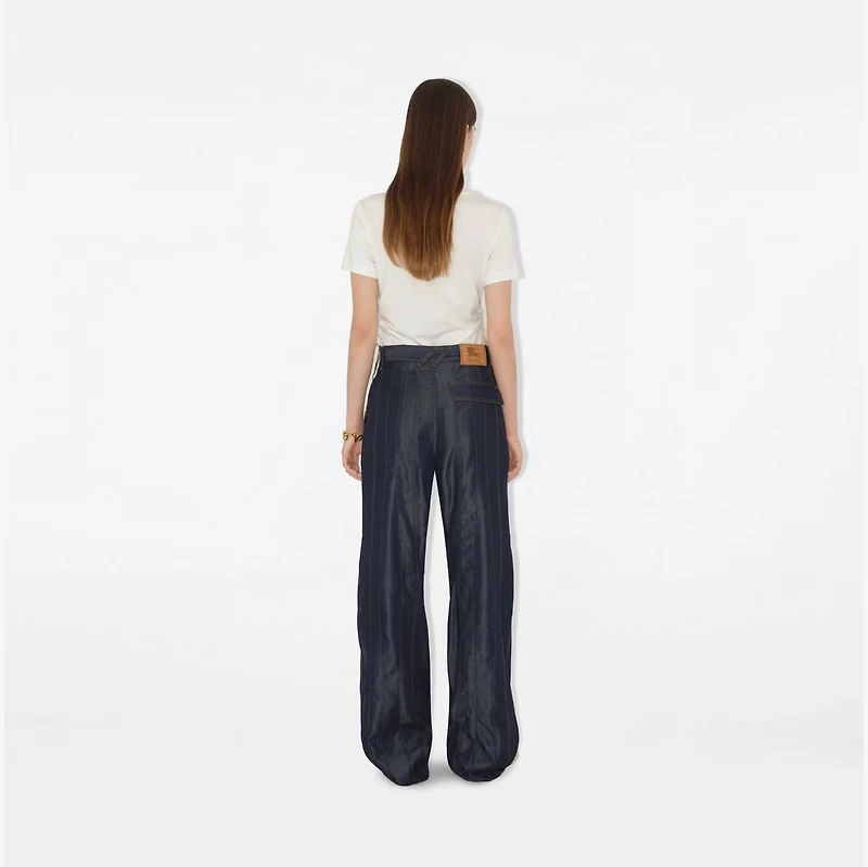 Panelled Denim Trousers in Indigo - Women | Burberry® Official