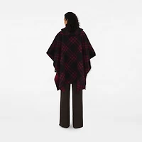 Reversible Check Wool Cape in Cranberry | Burberry® Official