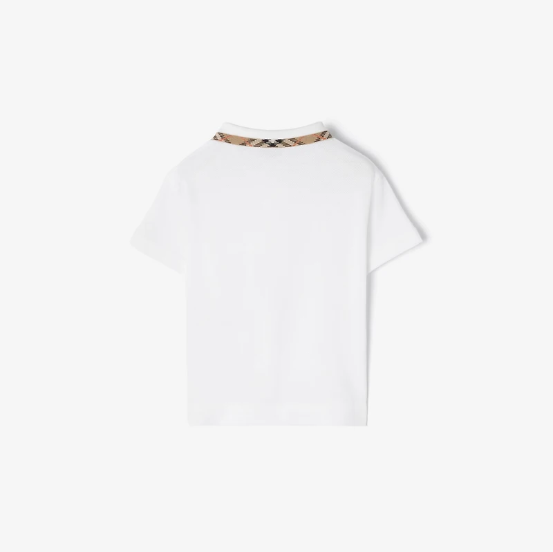 Check Collar Cotton Polo Shirt in White | Burberry® Official