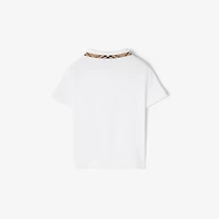 Check Collar Cotton Polo Shirt in White | Burberry® Official