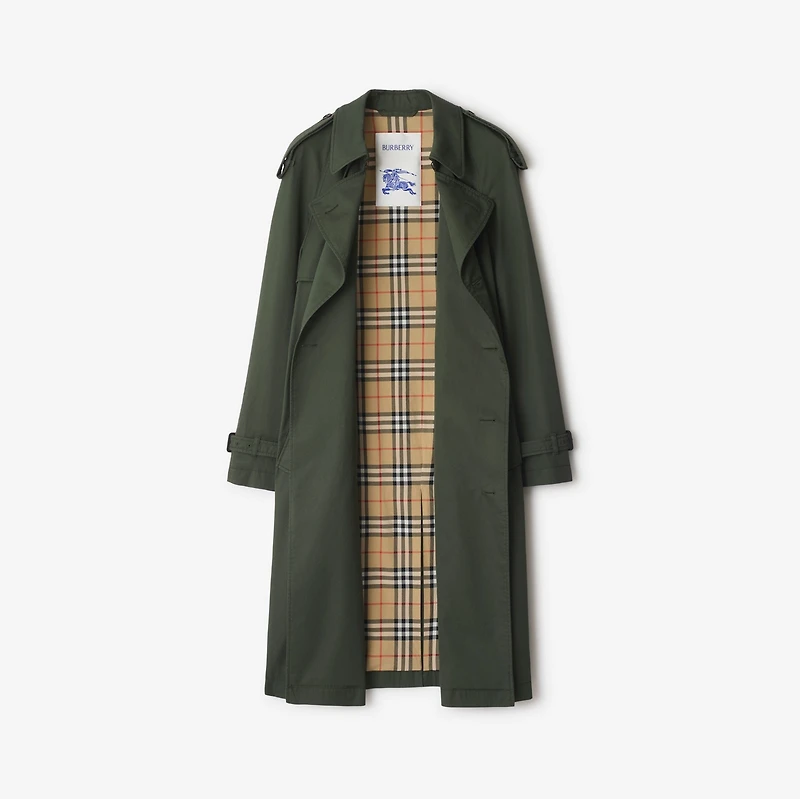 Mid-length Gabardine Trench Coat in Yew green - Men | Burberry® Official