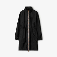 Long Checker-tape Nylon Parka in Black - Women | Burberry® Official