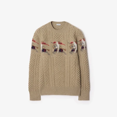 EKD Aran Knit Wool Sweater in Light brown melange - Men | Burberry® Official