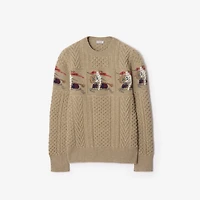 EKD Aran Knit Wool Sweater in Light brown melange - Men | Burberry® Official