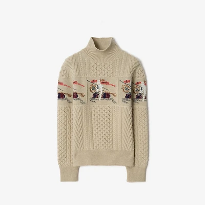 EKD Aran Knit Wool Sweater in Beige melange - Women | Burberry® Official