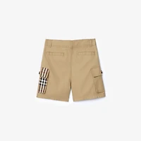 Check Trim Cotton Cargo Shorts in Sand beige | Burberry® Official