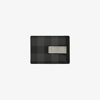 Check Money Clip Card Case in Charcoal - Men, Canvas | Burberry® Official