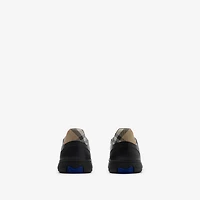 Leather and Check Terrace Sneakers​ in /sand