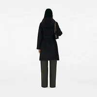 Reversible Wool Hooded Wrap Coat in Black/snug - Women | Burberry® Official