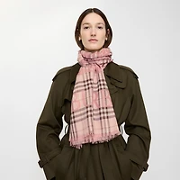 Wide EKD Check Wool Silk Scarf in Bow pink | Burberry® Official
