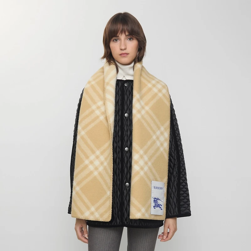 Check Wool Scarf in Sand | Burberry® Official