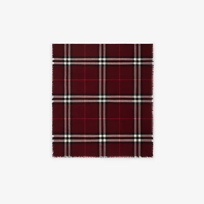Wide Check Wool Scarf in Oxblood | Burberry® Official
