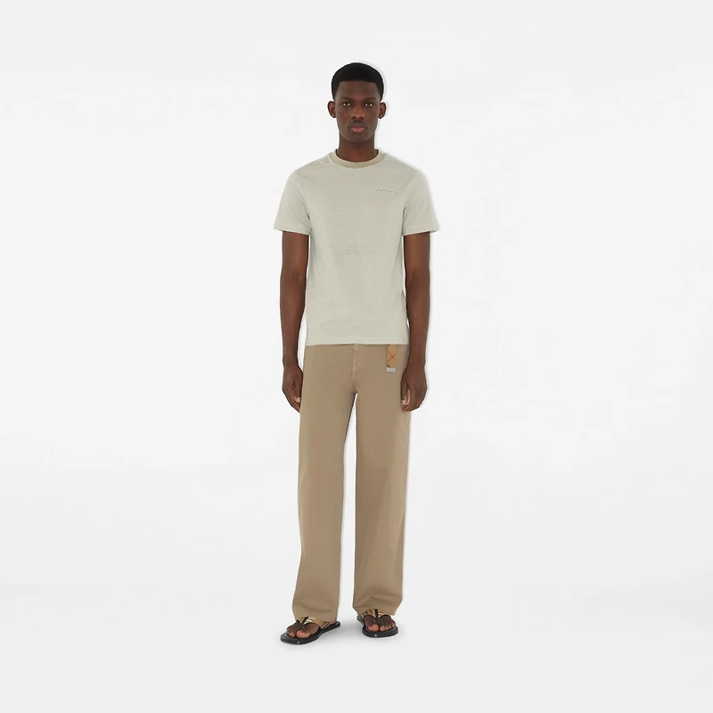 Striped Cotton T-shirt in Skylark - Men | Burberry® Official